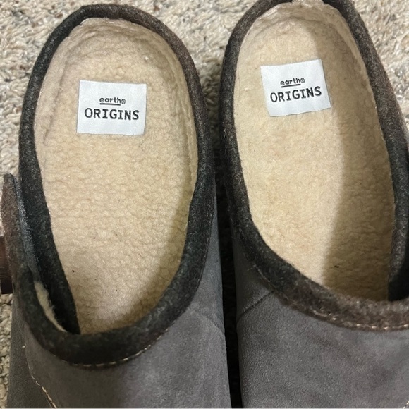 Earth Origins Gray Leather Sherpa Lined Clogs Size 11 NWOT - Picture 5 of 11